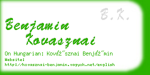 benjamin kovasznai business card